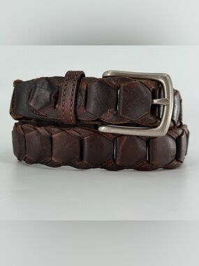 Structure Brown Leather Chain Belt S